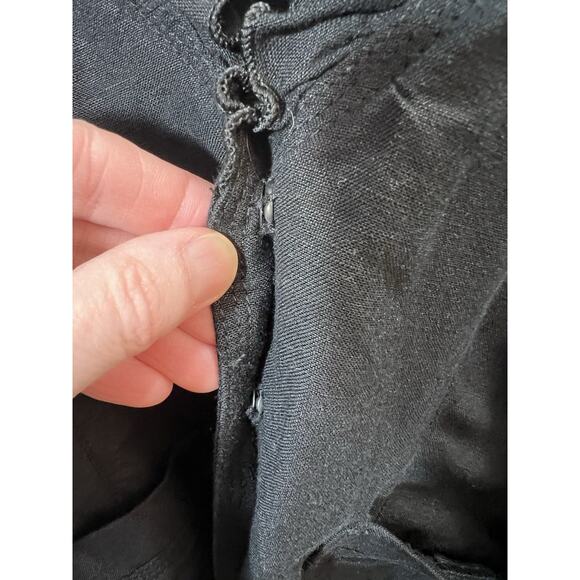 White House Black Market Women's Linen Blend Blouse Size S 6 Ruffle Dark Cottage - Picture 5 of 9